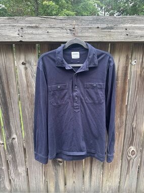 J. Crew Navy Long-Sleeve Popover Polo